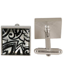 Boteh Art - Black Mother of Pearl Cufflinks - Peluche.in