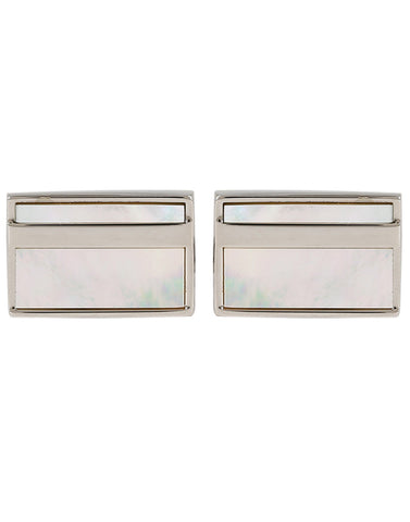 Peluche Hi -flier - Mother of Pearl Cufflinks Brass, Semi Precious, Stone Studded, Natural Certified Stone, White Mother of Pearl (MOP)