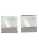 Peluche Cuadrado - Mother of Pearl Cufflinks Brass, Semi Precious, Stone Studded, Natural Certified Stone, White Mother of Pearl (MOP)