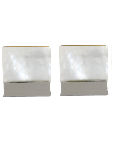 Peluche Cuadrado - Mother of Pearl Cufflinks Brass, Semi Precious, Stone Studded, Natural Certified Stone, White Mother of Pearl (MOP)