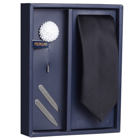 The Pleasant Greetings Gift Box Includes 1 Neck Tie, 1 Brooch & 1 Pair of Collar Stays for Men | Genuine Branded Product from Peluche.in