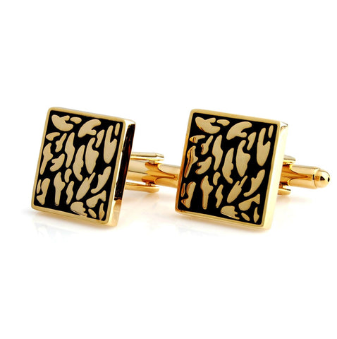 Peluche Golden Leopard - Cufflinks Brass, Enamel
