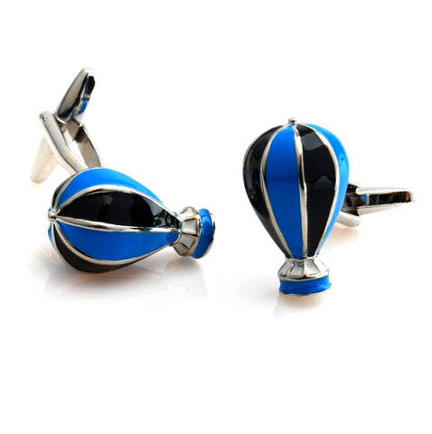 Peluche Hot Air Balloon - Blue and Black Cufflinks Brass, Enamel