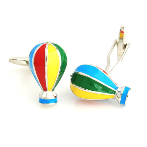 Peluche Hot Air Balloon - Multicolor Cufflinks Brass, Enamel
