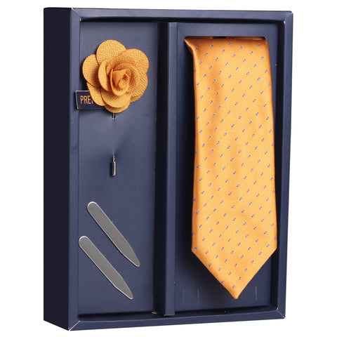 The Smoothing Set Gift Box Includes 1 Neck Tie, 1 Brooch & 1 Pair of Collar Stays for Men | Genuine Branded Product from Peluche.in
