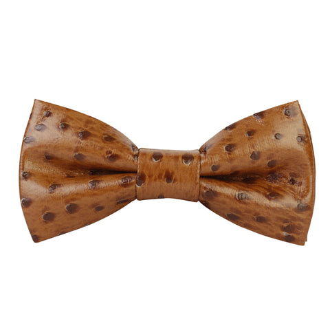 Polka Plush Brown Coloured Leatherette Bow Tie For Men | Genuine Branded Product Leatherette