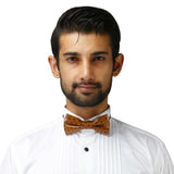 Peluche Polka Plush Brown Coloured Leatherette Bow Tie For Men