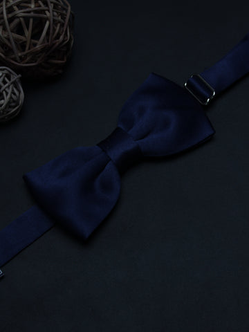Peluche Essential Navy Blue Coloured Cotton Bow Tie For Men