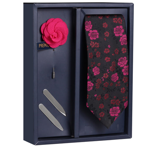 The Purple Surprise Gift Box Includes 1 Neck Tie, 1 Brooch & 1 Pair of Collar Stays for Men | Genuine Branded Product from Peluche.in