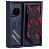 Floral Box Gift Box Includes 1 Neck Tie, 1 Brooch & 1 Pair of Collar Stays for Men | Genuine Branded Product from Peluche.in