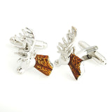 Peluche Silver Stag Brown Cufflinks for Men