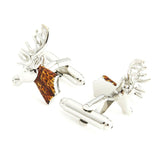 Peluche Silver Stag Brown Cufflinks for Men