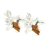 Peluche Silver Stag Brown Cufflinks for Men