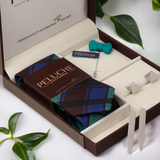 Opulent Gift Box Includes 1 Neck Tie, 1 Brooch, 1 Pair of Cufflinks and 1 Pair of Collar Stays for Men | Genuine Branded Product from Peluche.in