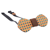 Peluche Dotted Design Green And Brown Wooden Bow Tie For Men
