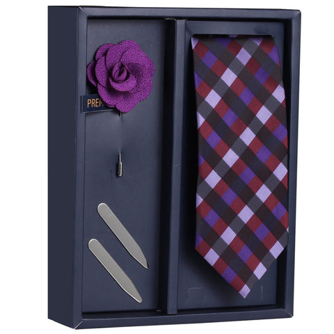 The Groovy Stance Gift Box Includes 1 Neck Tie, 1 Brooch & 1 Pair of Collar Stays for Men | Genuine Branded Product from Peluche.in