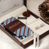 Neat Gift Box Includes 1 Neck Tie, 1 Brooch, 1 Pair of Cufflinks and 1 Pair of Collar Stays for Men | Genuine Branded Product from Peluche.in