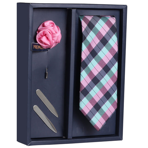 The Spiffy Dhalia Gift Box Includes 1 Neck Tie, 1 Brooch & 1 Pair of Collar Stays for Men | Genuine Branded Product from Peluche.in