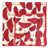Peluche Quirky Mushrooms Off White and Red Colored Pocket Square for Men