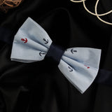 Peluche Anchor Print Sky blue Bow Tie For Men
