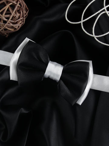 Peluche Double Fold Twining Black Bow Tie For Men