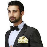 Peluche Tiny Flowers Off White and Yellow Colored Pocket Square for Men