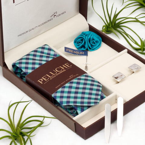 Pleasing Gift Box Includes 1 Neck Tie, 1 Brooch, 1 Pair of Cufflinks and 1 Pair of Collar Stays for Men | Genuine Branded Product from Peluche.in