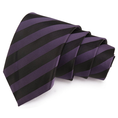 Stripy Black Colored Microfiber Necktie for Men | Genuine Branded Product from Peluche.in