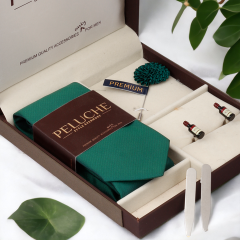 Intoxicating Wine Bottle Gift Box Includes 1 Neck Tie, 1 Brooch, 1 Pair of Cufflinks and 1 Pair of Collar Stays for Men | Genuine Branded Product from Peluche.in