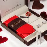Classy Gift Box Includes 1 Neck Tie, 1 Brooch, 1 Pair of Cufflinks and 1 Pair of Collar Stays for Men | Genuine Branded Product from Peluche.in