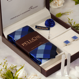 Posh Gift Box Includes 1 Neck Tie, 1 Brooch, 1 Pair of Cufflinks and 1 Pair of Collar Stays for Men | Genuine Branded Product from Peluche.in