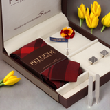 Classic Gift Box Includes 1 Neck Tie, 1 Brooch, 1 Pair of Cufflinks and 1 Pair of Collar Stays for Men | Genuine Branded Product from Peluche.in