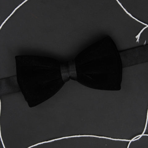 Peluche Solid Essentials Black Velvet Bow Tie