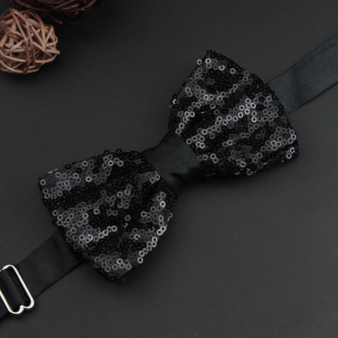 Peluche Solid Blingy Essentials Black Squence Bow Tie