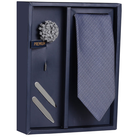 The Captivating Cresendo Gift Box Includes 1 Neck Tie, 1 Brooch & 1 Pair of Collar Stays for Men | Genuine Branded Product from Peluche.in