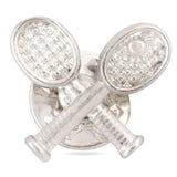 Peluche Playful Tennis Silver Colored Lapel Pin for Men