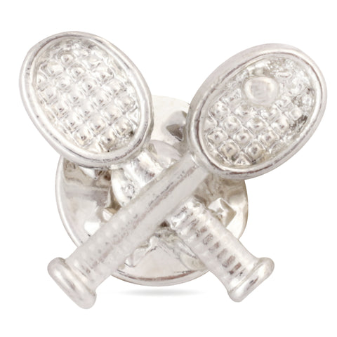 Peluche Playful Tennis Silver Colored Lapel Pin for Men