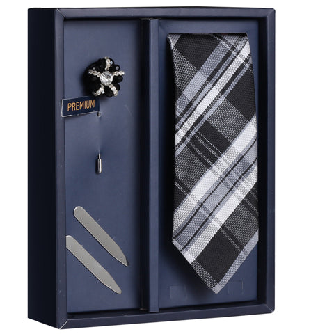 The Crystal Combo Gift Box Includes 1 Neck Tie, 1 Brooch & 1 Pair of Collar Stays for Men | Genuine Branded Product from Peluche.in