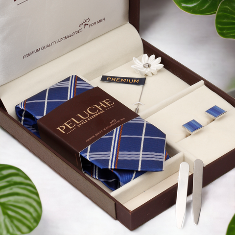 Sublime Gift Box Includes 1 Neck Tie, 1 Brooch, 1 Pair of Cufflinks and 1 Pair of Collar Stays for Men | Genuine Branded Product from Peluche.in