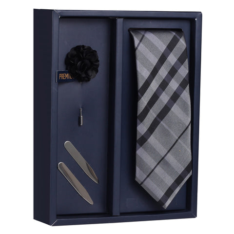 The Criss Cross Combo Gift Box Includes 1 Neck Tie, 1 Brooch & 1 Pair of Collar Stays for Men | Genuine Branded Product from Peluche.in