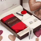 Trim Gift Box Includes 1 Neck Tie, 1 Brooch, 1 Pair of Cufflinks and 1 Pair of Collar Stays for Men | Genuine Branded Product from Peluche.in