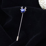 Peluche Deer Antlers Golden and Blue Colored Lapel Pin for Men