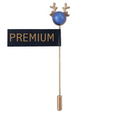 Peluche Deer Antlers Golden and Blue Colored Lapel Pin for Men