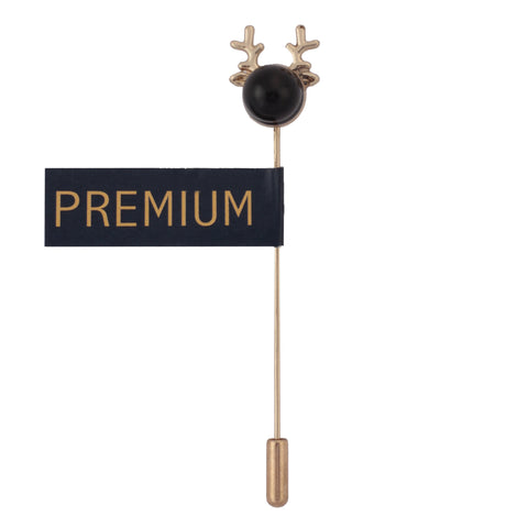 Peluche Nifty Antlers Golden and Black Colored Lapel Pin for Men
