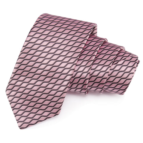 Wavy Pink Colored Microfiber Necktie for Men | Genuine Branded Product from Peluche.in