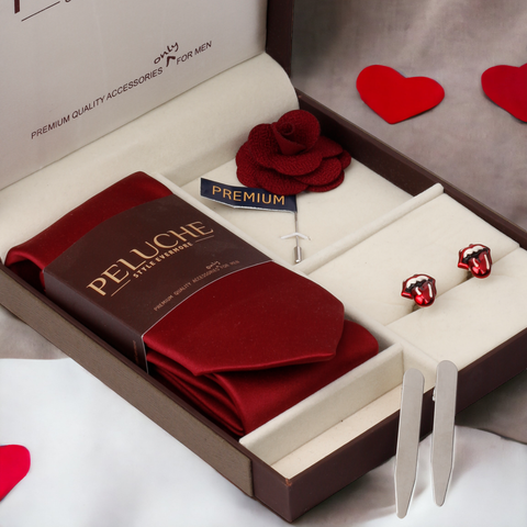 Sassy Open Mouth Gift Box Includes 1 Neck Tie, 1 Brooch, 1 Pair of Cufflinks and 1 Pair of Collar Stays for Men | Genuine Branded Product from Peluche.in
