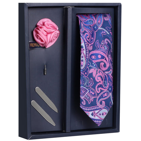 The Fleece Design Gift Box Includes 1 Neck Tie, 1 Brooch & 1 Pair of Collar Stays for Men | Genuine Branded Product from Peluche.in