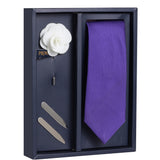 Purple Alluring Gaze Gift Box Includes 1 Neck Tie, 1 Brooch & 1 Pair of Collar Stays for Men | Genuine Branded Product from Peluche.in