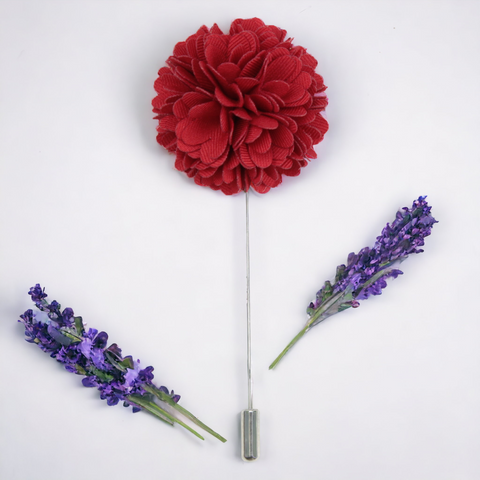 Red Floral Brooch for Men