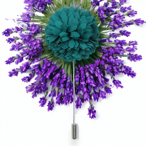 Green Floral Brooch for Men